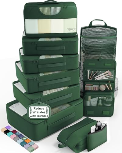 10 Set Packing Cubes for Travel Essentials (11 Jungle Green)