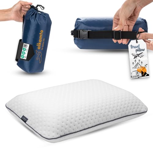 Travel & Camping Comfortable Memory Foam Pillow (15.7 x 10.6 x 3.9 In - White)