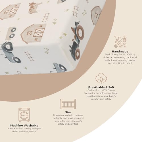 Charlie Farmhouse Tractor Crib Fitted Sheet (Farmhouse Tractor)