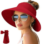 Sun Hat for Women Roll (One Size / Plain Red)
