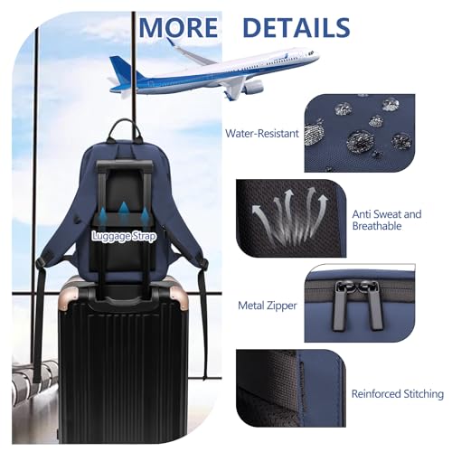 Business Backpack for Men Lightweight Commute Laptop Backpack Anti (17.3" / Classic / Blue)