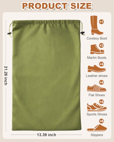 4 Pcs Shoe Bags for Travel (Sage Green / 21.2"x13.3")