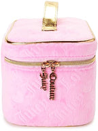 Velour Train Case Pink Makeup Bag Heart Logo (Pink)