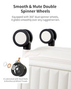 Expandable Top Open 24 Inch Checked Luggage with Spinner Wheels (Coconut White / Checked-Medium 24-Inch)