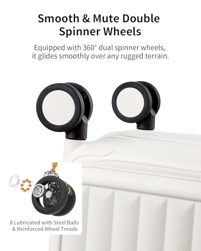 Expandable Top Open 28 Inch Checked Luggage with Spinner Wheels (Coconut White / Checked-Large 28-Inch)