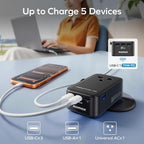 2026 NEW) MOMAX Universal Travel Adapter, Ultra-Thin 70W GaN International Plug Adapter with 3 USB-C, 1 USB-A and AC Outlet, Works in 200+ Countries, Not a Voltage Converter, for International Travel (Black / 70W)