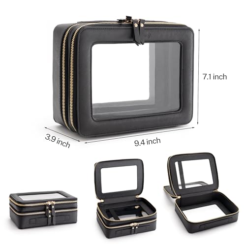XL Clear Makeup Organizer (Black / Dual Layer Large)
