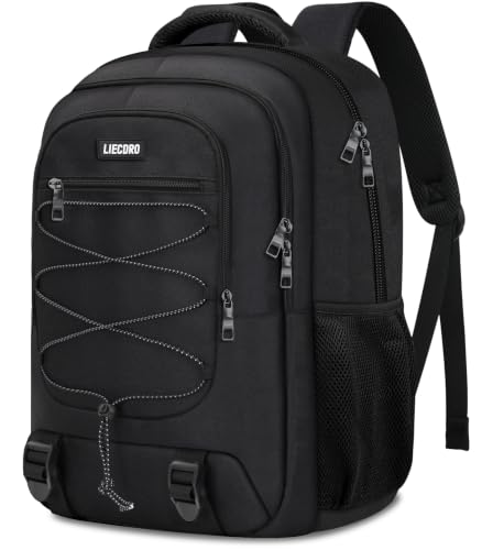 Black Backpack for Men Women (D6-black / 18.4 Inch)