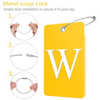 2 Pack Initial Luggage Tags for Suitcases Airplane Travel Essentials (Large W / Yellow)