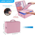 Fireproof File Organizer Bag with 13 Pockets Accordion File Folder (Pink / 15.1" x 11.2" x 4.3",Colorful)