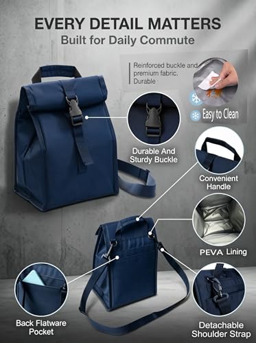 Insulated Foldable Lunch Bag (Navy Blue(Soft Fabric))