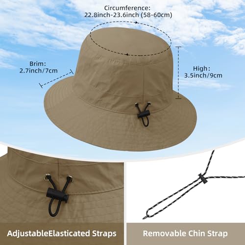 Waterproof Bucket Hats for Woman UPF 50+ Sun Hat Khaki (Khaki)