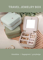 Travel Jewelry Organizer Boxes for Women Small Portable Necklace Earrings Bracelet Rings Travel Case Best Friend Birthday Gifts for Women Trendy (02_Lychee_Haze_Blue)