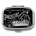 Metal 2 Compartment Pill Organizer Travel Friendly Portable Compact Pill Box Cute Pill Case to Hold Vitamins (Black Scythe)