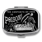 Metal 2 Compartment Pill Organizer Travel Friendly Portable Compact Pill Box Cute Pill Case to Hold Vitamins (Black Scythe)