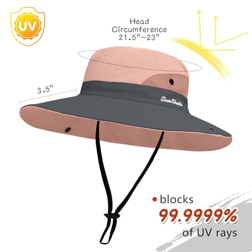 Women's Ponytail Safari Sun Hat (6 3/4-6 7/8 / 1-pink/Arm Sleeves)