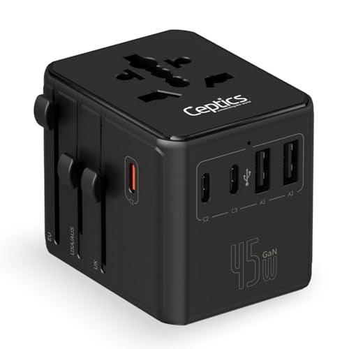 8 in 1 Universal Travel Adapter 45W (Black)