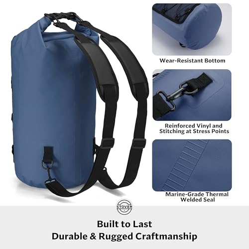 5/10/25/30/40L Waterproof Dry Bag & Phone Case - Large Floating Dry Backpack for Kayaking, Travel, Hiking, Fishing, Camping, Motorcycles & Beach, Heavy-Duty Roll Top Men/Women (Navy Blue) (25L+ Navy Blue / 40L)