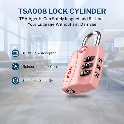Open Alert TSA Approved Luggage Locks (Pink 2PK)