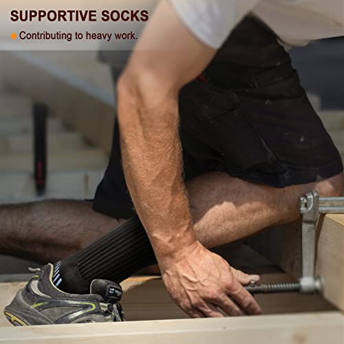 Men 6 Pack Athletic Compression Crew Socks for Running Gym Sports (7-8 / Black/White 2737)
