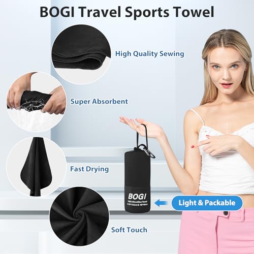 Microfiber Travel Sports Towel (Black / S:16''x32''(2 Pcs))