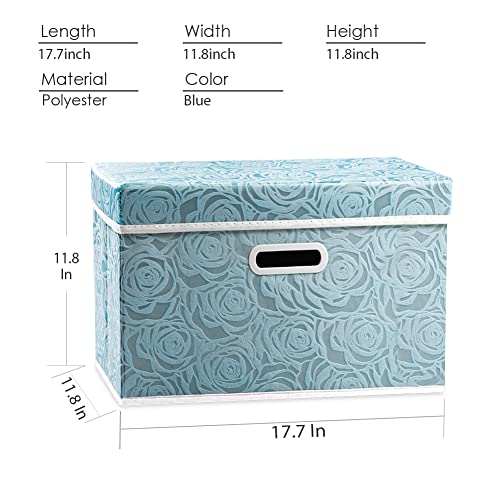 Larger Collapsible Storage Cube with Lid [1 (Blue / Large(1-Pack))