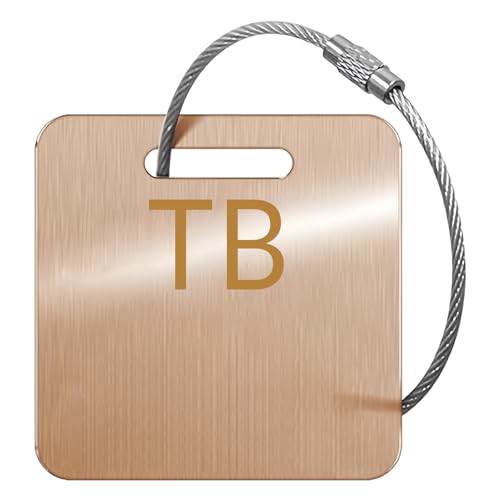 5Pack) Custom Personalized Luggage Tags-Customized Unique tag for Suitcase Backpack Travel,Bags (Rose Golden(2×2) GT-Name Initials) (Rose Golden(2×2)gt-name Initials)