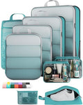 9 11 Set Compression Packing Cubes for Travel Essentials (Cyan / 9 set)