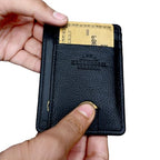 LEATHER Handcrafted Front Pocket Credit Card Holder with RIFD Blocking (Midnight Black)