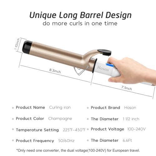1 1 2 Inch Curling Iron Large Barrel 1.5 Inch Ceramic Long Barrel (1 1/2 Inch)