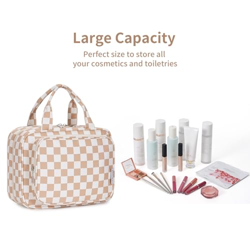 Hanging Toiletry Bag for Women (B-Light Checkerboard / Medium)