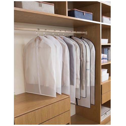 Garment Bags set of 12 (24'' x 60''/12 Pack+Gifts / White-Translucent)
