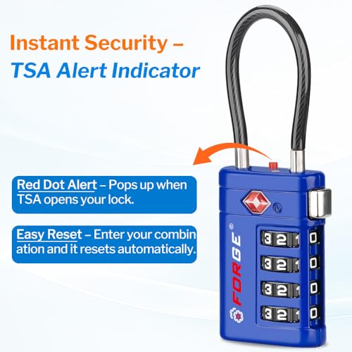 Open Alert TSA Approved Luggage Locks (Blue 4 PK)