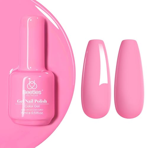 Beetles Pink Gel Nail Polish 15ML Soak Off UV Gel for Pastel Nail Art (B - Creme Pink | Flamingo Feather)