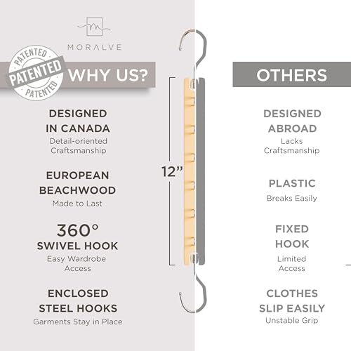 Space Saving Hangers for Closet (4 Pack / Natural)