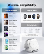 3 in 1 Charging Station for Apple (15W White 1Pack)