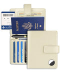 Passport Holder Wallet Cover for Travel with Airtag RFID for Women Men (White)