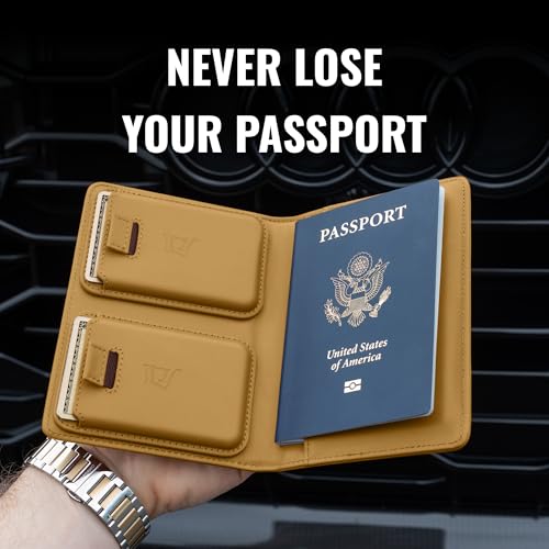 Passport Wallet with Holder for AirTag (Driftwood)