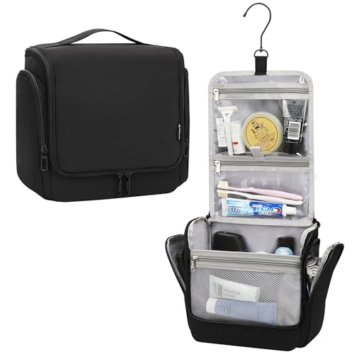 Hanging Toiletry Bag for Men and Women (Black / Large)