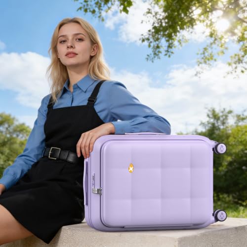 24 Inch Expandable Checked Luggage Hard Shell Suitcase (24 inch / Purple)