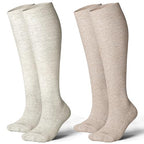 Cotton Compression Socks for Women&Men 20 (2 Pairs-grey&beige / Medium-Large)