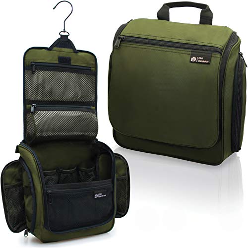 D&D Wanderlust Hanging Travel Toiletry Bag for Women & Men (1 Pack Green)