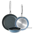 3-Piece 8”, 10”, 12” Forged Lightweight Frying Pan Set (3pc Fry Pan Set / Cozy Blue)
