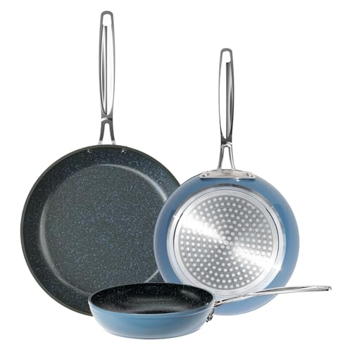 3-Piece 8”, 10”, 12” Forged Lightweight Frying Pan Set (3pc Fry Pan Set / Cozy Blue)