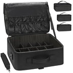 Large Makeup Bag with 3 Removable Pouches (Large / Black with 3 Clear Bags)
