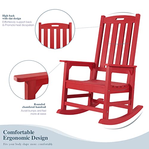 Outdoor Rocking Chairs Set of 2 (Red / 2 pack)