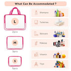 10 PCS Clear Travel Bags for Toiletries (Rose red)