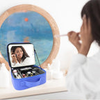 Travel Makeup Bag with LED Mirror Travel Makeup Organizer with 3 Lighted Settings (Dark Blue / With LED Mirror Only)