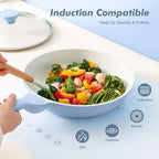 9.5Inch Nonstick Ceramic Frying Pan with Lid (Glacier Blue / 9.5 Inch)