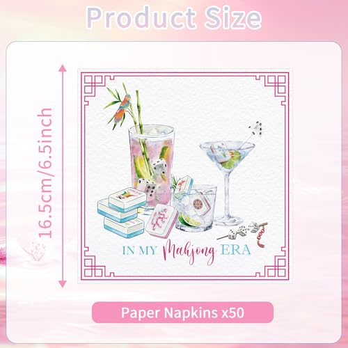 50 Pcs Mahjong Cocktail Napkins (Mahjong)